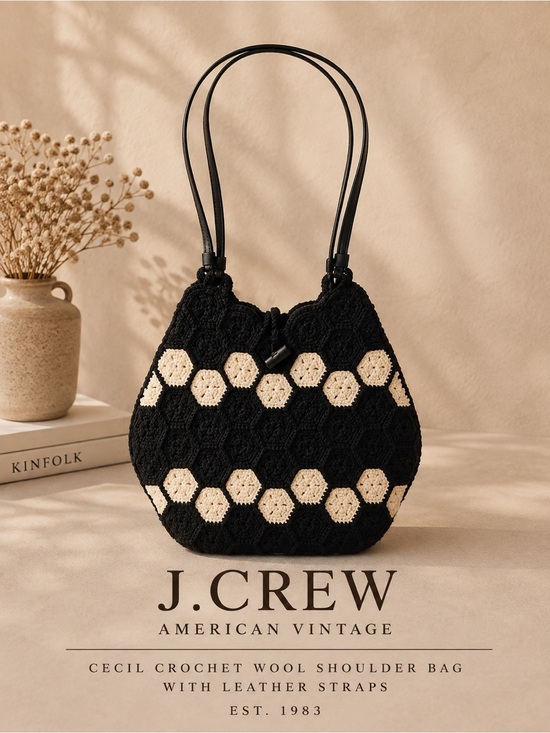J. Crew Handbags - J. Crew Vintage Cecil Crochet Wool Shoulder Bag